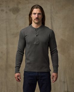 Waffle Knit Henley - Charcoal