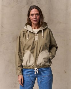Women's Dry Wax Hooded Popover - Khaki / Quail Tan