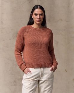 Women's Cotton Crewneck Sweater - Copper Brown